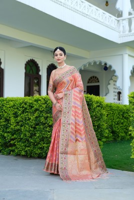 Dori Woven Banarasi Organza Saree(Pink)