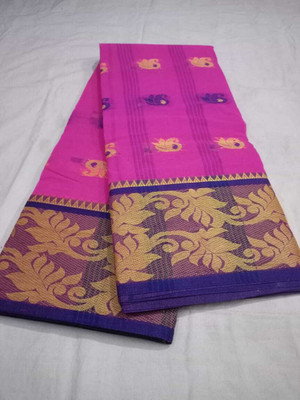 BiswasTextiles Self Design Tant Pure Cotton Saree(Pink)