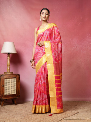 Meena Bazaar Printed Bollywood Art Silk Saree(Red)