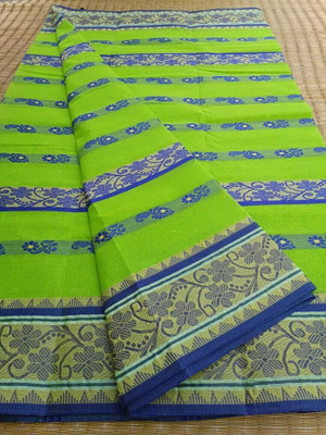 Dristikone Woven Tant Pure Cotton Saree(Green)