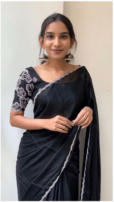 SROLY Embellished Bollywood Georgette Saree(Black)