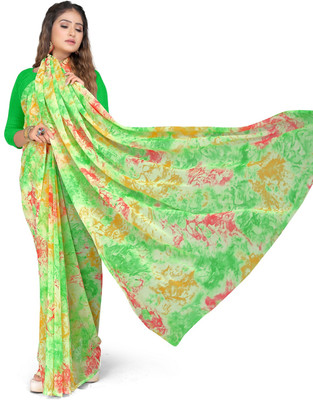 Pemal Designer Printed Daily Wear Georgette Saree(Multicolor)