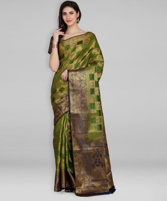 Divastri Woven Banarasi Pure Silk Saree(Light Green)