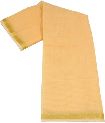 Kota Doria Striped Kota Doria Cotton Blend Saree(Orange)