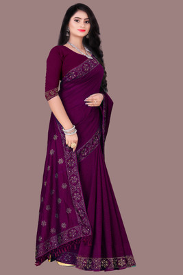 nevya creation Self Design Daily Wear Georgette, Chanderi Saree(Purple)