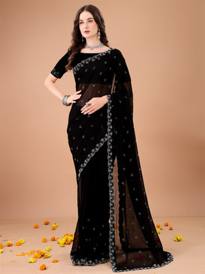 Divastri Self Design Bollywood Georgette Saree(Black)