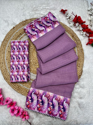 CLICKTHEMALL Solid/Plain Bollywood Chiffon Saree(Purple)