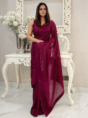 Divastri Embellished Bollywood Georgette Saree(Magenta)