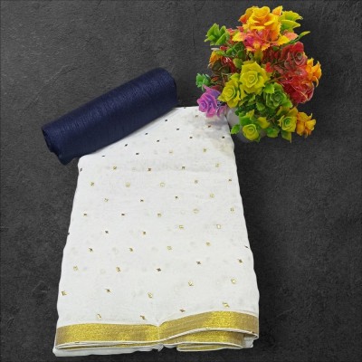 Aardiva Printed Daily Wear Chiffon Saree(Pack of 2, White)