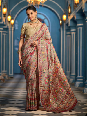 all about you Woven Bollywood Cotton Silk Saree(Multicolor)