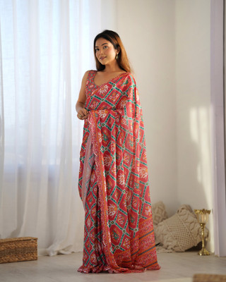 Kalista Embellished Bollywood Chiffon Saree(Red)
