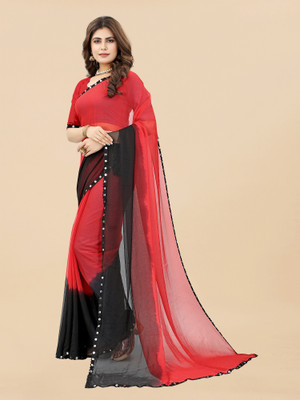 Apnisha Geometric Print Daily Wear Chiffon Saree(Red)