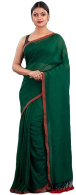 Joyguru Textile Self Design Handloom Cotton Blend Saree(Green)