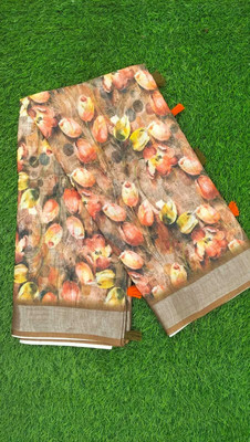 SNIMY Floral Print Bollywood Linen Saree(Multicolor)