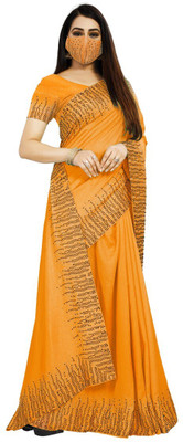pUNYATHA CREATION Embroidered Chanderi Silk Blend Saree(Mustard)