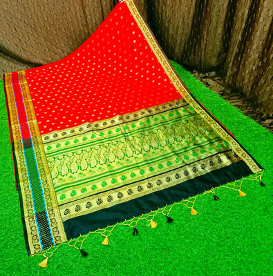 Spewim Woven Paithani Art Silk Saree(Multicolor)