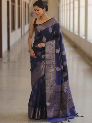 WhiteDeer Woven Banarasi Jacquard Saree(Blue)