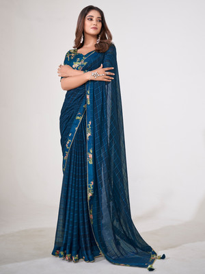 Divastri Woven Bollywood Georgette Saree(Light Blue)