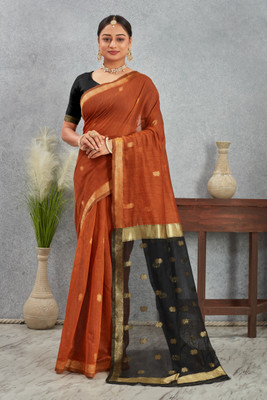 LeeliPeeri Designer Woven Banarasi Chanderi Saree(Orange)