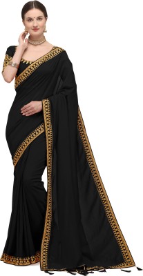 GajGajra Embroidered Bollywood Pure Silk, Silk Blend Saree(Black)