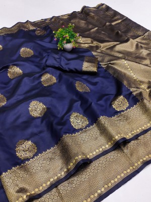 Nimidiya Printed Kanjivaram Silk Blend Saree(Dark Blue)