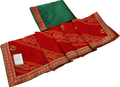 Ranisatiya Creation Printed Bandhani Georgette Saree(Red)