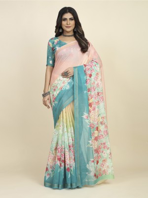 Sareemall Printed Daily Wear Cotton Blend Saree(Pink)