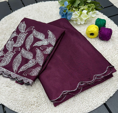 Apnisha Solid/Plain Bollywood Chiffon Saree(Magenta)