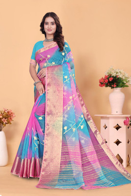 Aarunika SKT Solid/Plain Bollywood Organza Saree(Yellow)