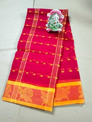 J KunduHouse Woven Tant Pure Cotton Saree(Red)