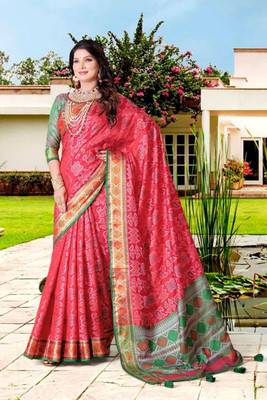 jayant creation Printed Bollywood Silk Blend Saree(Red)