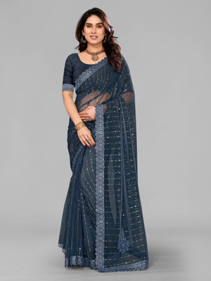 HouseOfCommon Digital Print Daily Wear Lycra Blend Saree(Black)