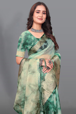 Aarunika SKT Dyed Bollywood Organza Saree(Green)