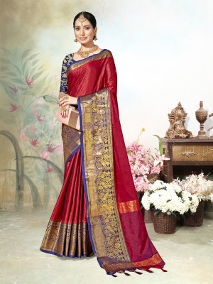 ANOUK Woven Mysore Art Silk Saree(Red)