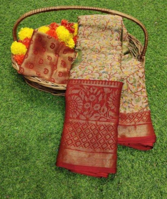 SHIMORI Printed Bollywood Silk Blend Saree(Blue)