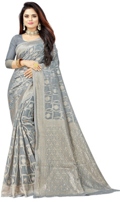 siddharth textiles Self Design Bollywood Cotton Silk Saree(Grey)