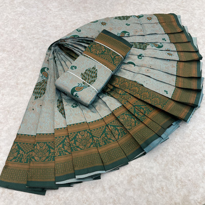WILLMAKE Woven Banarasi Art Silk Saree(Light Green, Green)