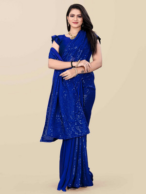 Clemira Embellished Bollywood Georgette Saree(Blue)