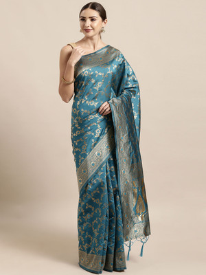 Sangria Woven Banarasi Silk Blend Saree(Light Blue)