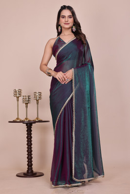 saanvi Solid/Plain Bollywood Chiffon Saree(Dark Green)