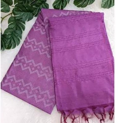 A R HANDLOOM Solid/Plain Bollywood Viscose Rayon, Silk Blend Saree(Purple)