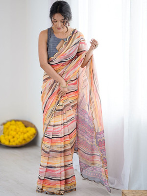 Moda Rapido Printed Daily Wear Georgette Saree(Orange)