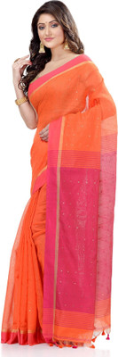 Desh Bidesh Woven, Self Design Handloom Handloom Chanderi, Pure Cotton Saree(Multicolor)