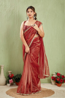 DHARMRAJ ENTERPRISE Printed Bollywood Silk Blend Saree(Maroon)