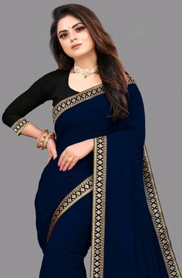 OKTAT Dyed Bollywood Georgette Saree(Blue)