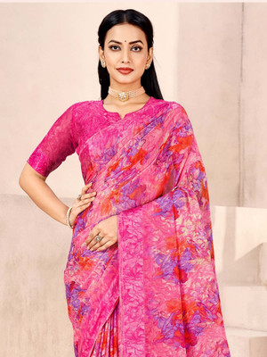 Divastri Printed Daily Wear Chiffon Saree(Pink)