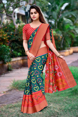 DNKAFASHION Printed Daily Wear Tussar Silk Saree(Multicolor)