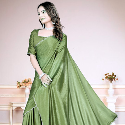 Infyshopy Fashions Solid/Plain, Self Design Bhagalpuri Georgette Saree(Light Green)