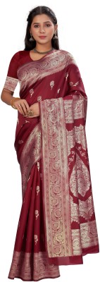 SOMVATI Woven Jamdani Jacquard Saree(Maroon)