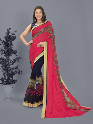 Moda Rapido Printed Daily Wear Georgette Saree(Blue)